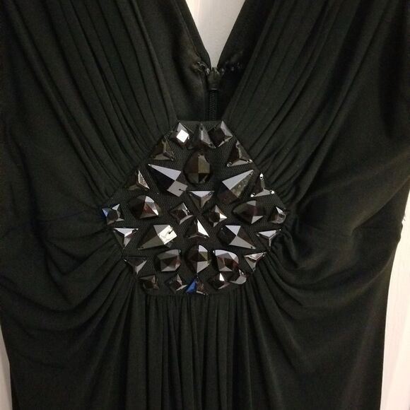 JERSEY KNIT MAXI DRESS W/ JET BEADED EMBELLISHMENT - Picture 7 of 7